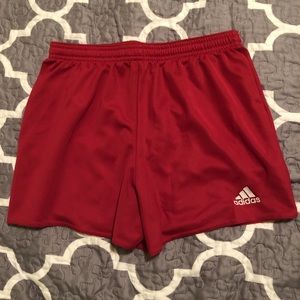 Red adidas climate women’s soccer shorts